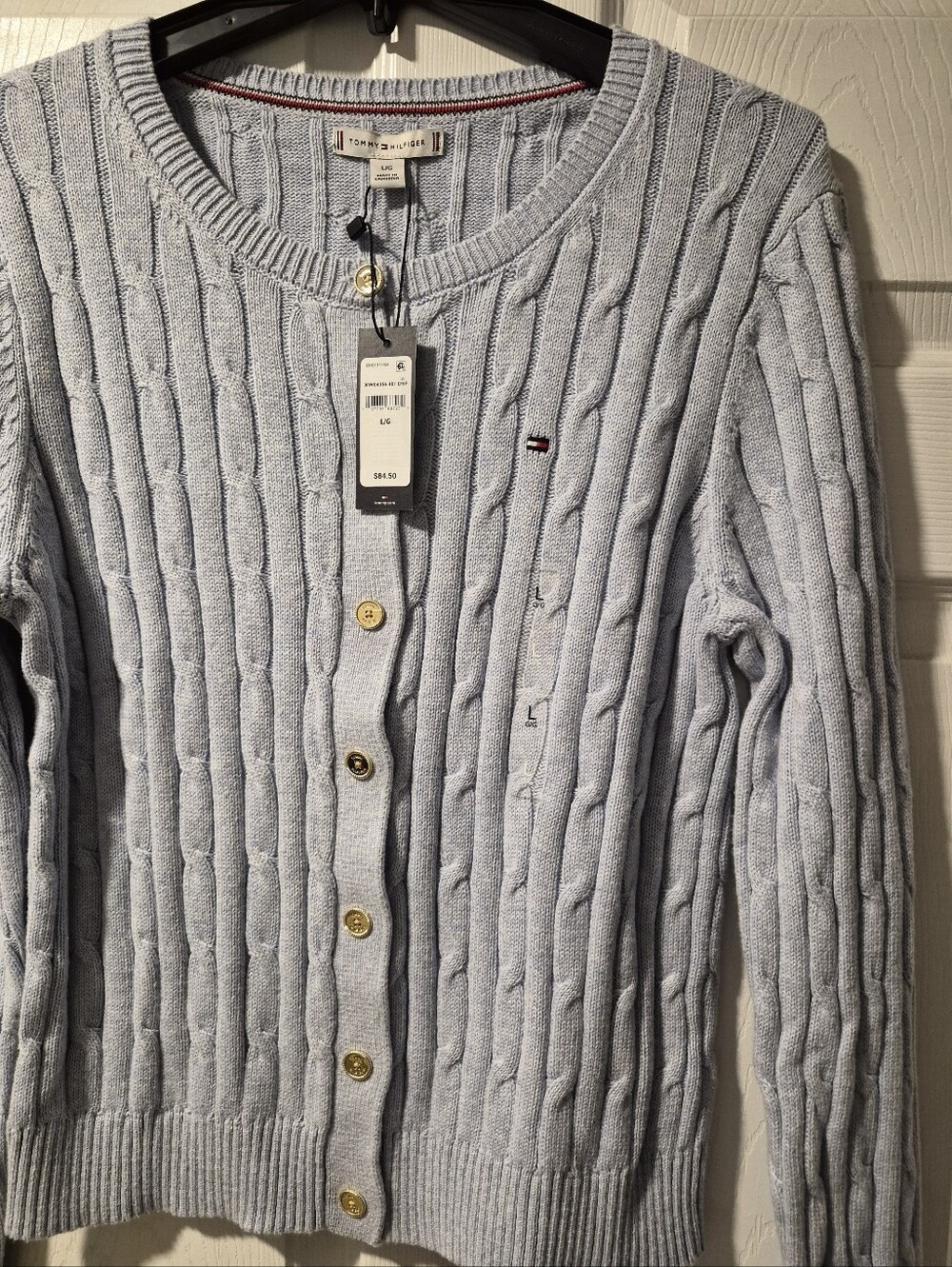 Tommy Hilfiger Light Blue Cable Knit Button-Front Cardigan